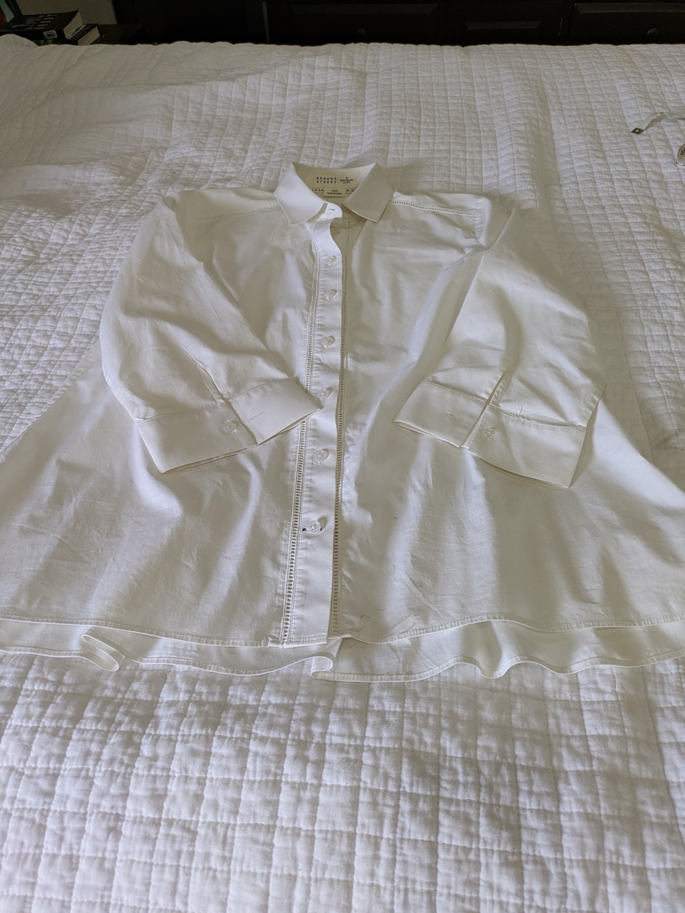 kate spade Broome Street White Eyelet-Trim Button Down Peplum Shirt